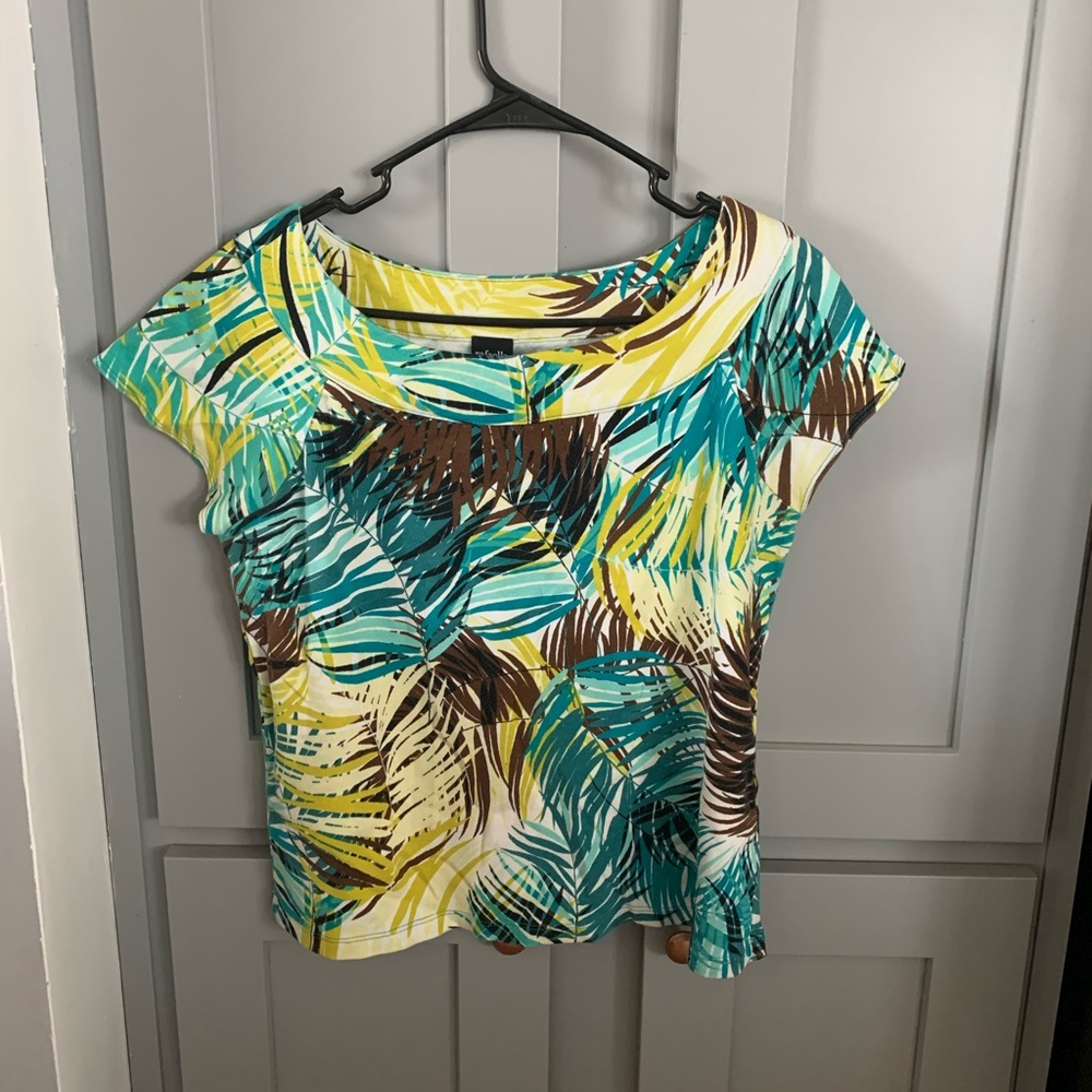 Rafaella palm tree shirt (Green, brown,teal,blue)